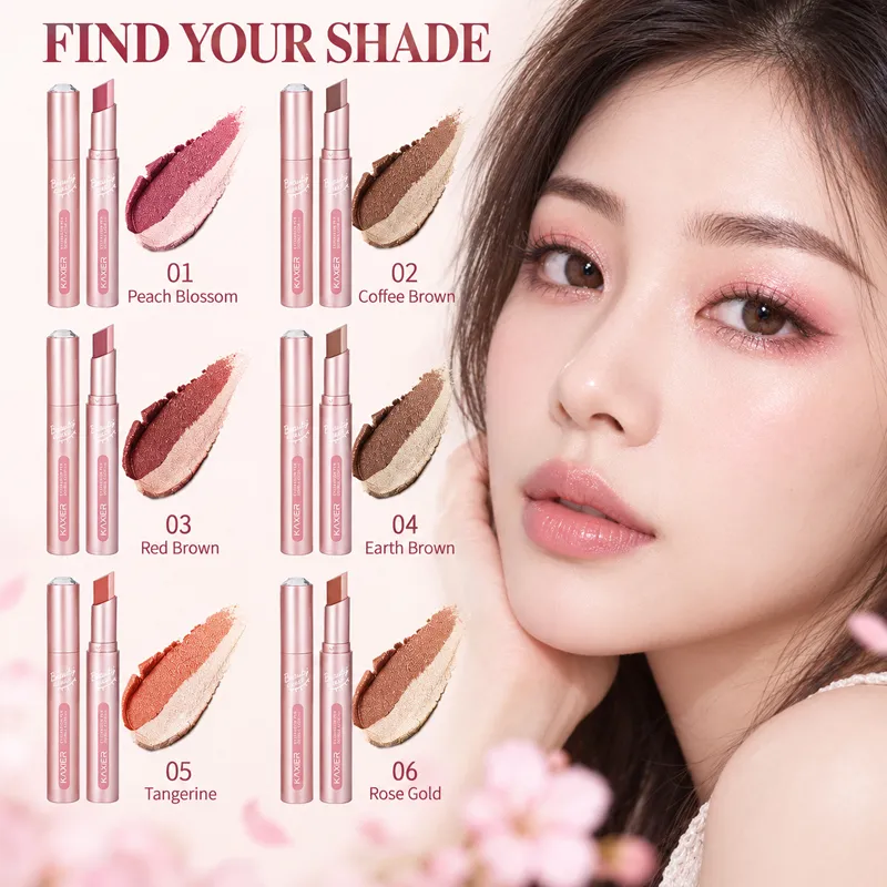 Two Tone Eyeshadow Stick Creamy Shimmer Eye Shadow Blendable Gradient Eye Makeup 6 Shades for Everyday and Party Looks