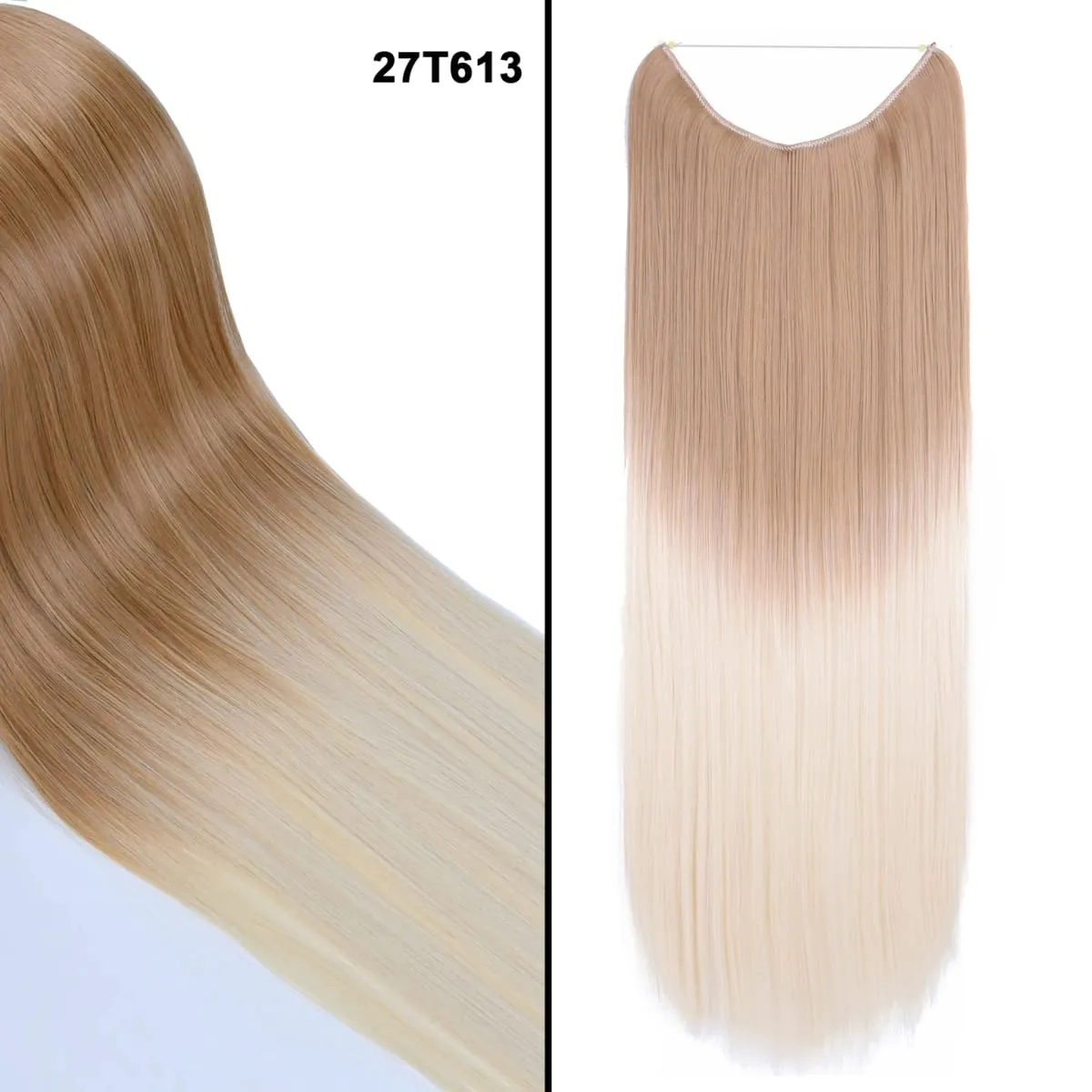 Jeedou Wavy Hair Extension Elasticity Invisible Wire Fish Line One Piece No Clips Synthetic Hairpieces Ombre Color For Ladies