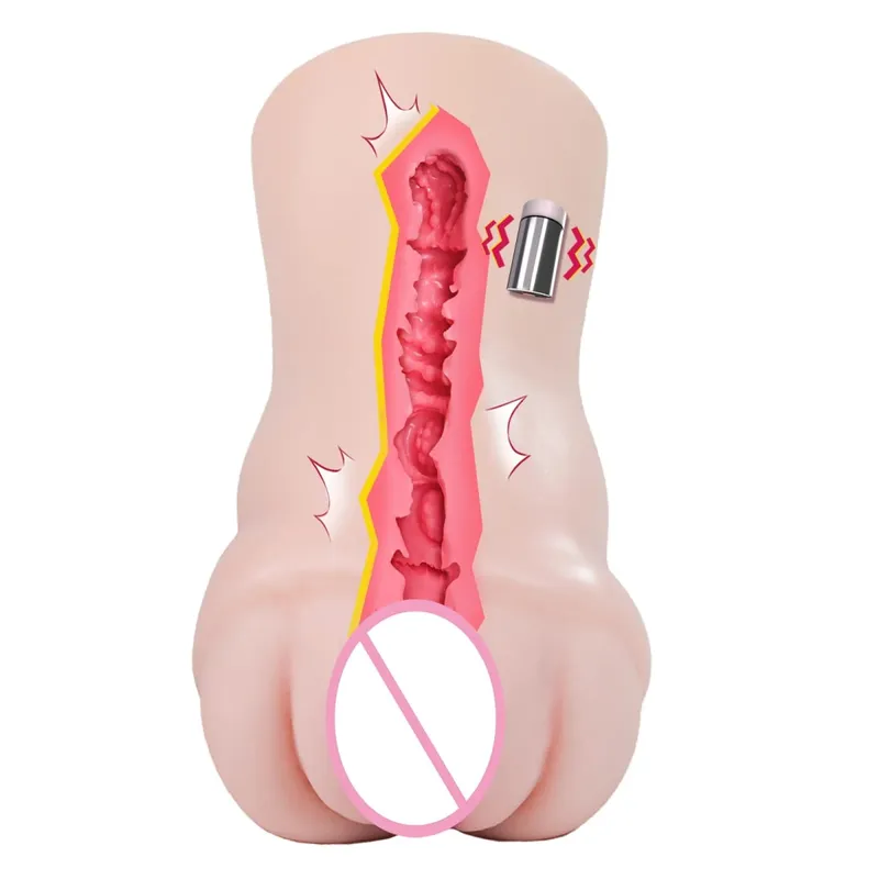 YUU Tight Vaginal Lifelike Masturbator for Men with Powerful 10 Vibration Sex Machine Onahole Dual Layer Firm Soft Waterproof