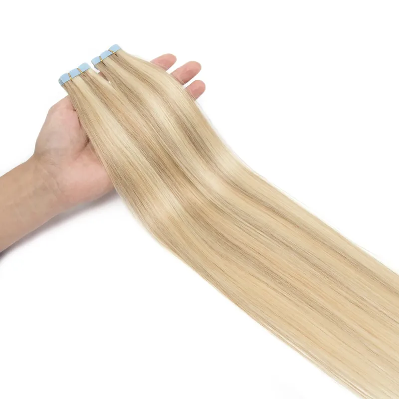 Mini Tape In Human Hair Extensions Skin Weft Machine Remy Natural Tape In Extensions 10pcs For Side Hair Tape On 12-24 Inch