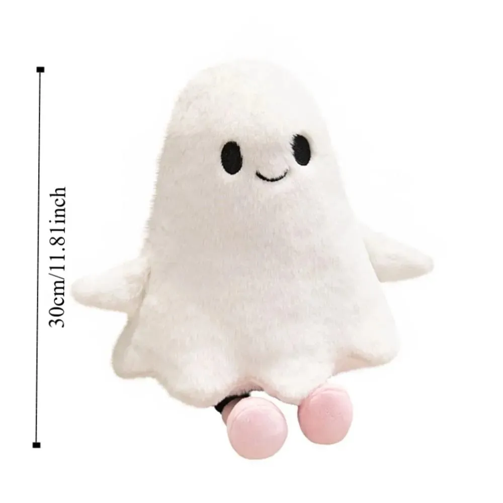 Simulation Little Ghost Plush Doll Fluffy Handmade Cartoon Ghost Doll Toy Comfortable Soft Holloween Ghost Pillow