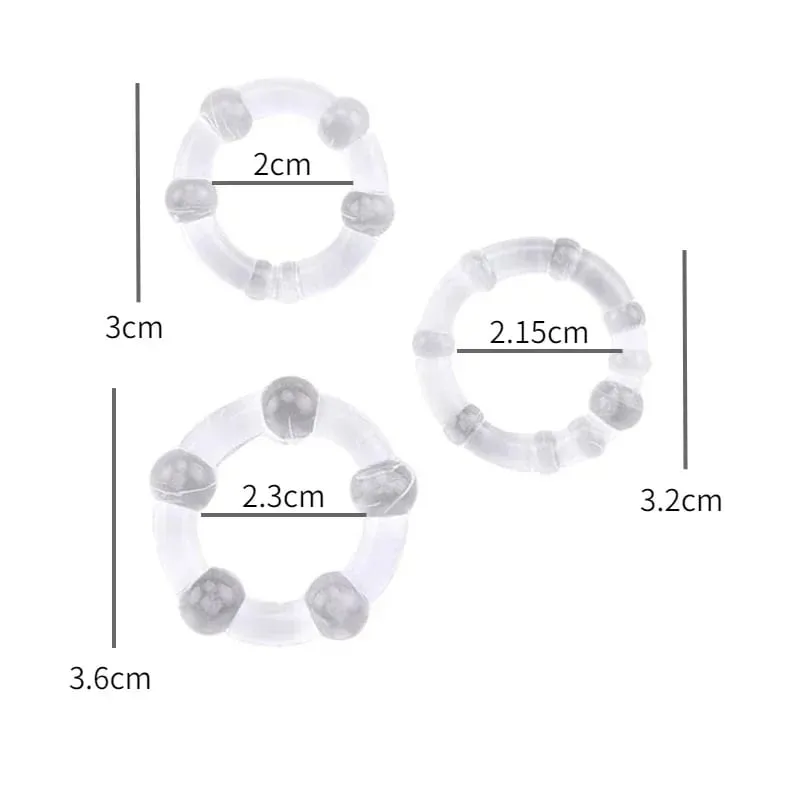 3 pièces extensible rester dur perlé anneau de coq retarder l'éjaculation formateur scrotal liaison balle civière Silicone Cockring hommes jouets sexuels