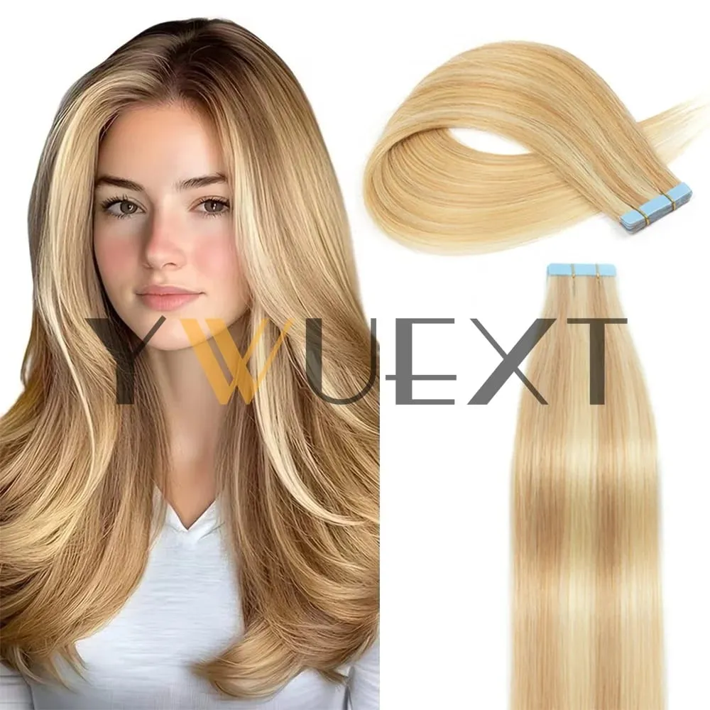 30G Tape in Human Hair Extensions 12-20 Inches Seamless PU Skin Weft Tape Hair Natural Straight 20pcs/pack Tape Glue 9 Colors Available