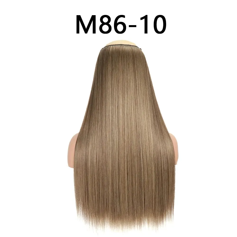 Synthetic 24Inch Hair Extensions OnePiece 5 Clips Long Straight Hairstyle Heat Resistant Fake Hairpiece For Women Natural Brow