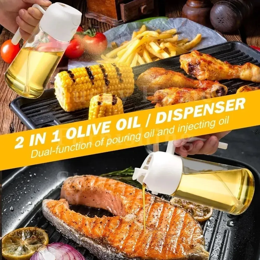 500ML 2-in-1 Dual Use Plastic Olive Oil Sprayer Dispenser Spray Pour Bottle Vinegar Mister Air Fryer BBQ Salad Kitchen Tools — image 3