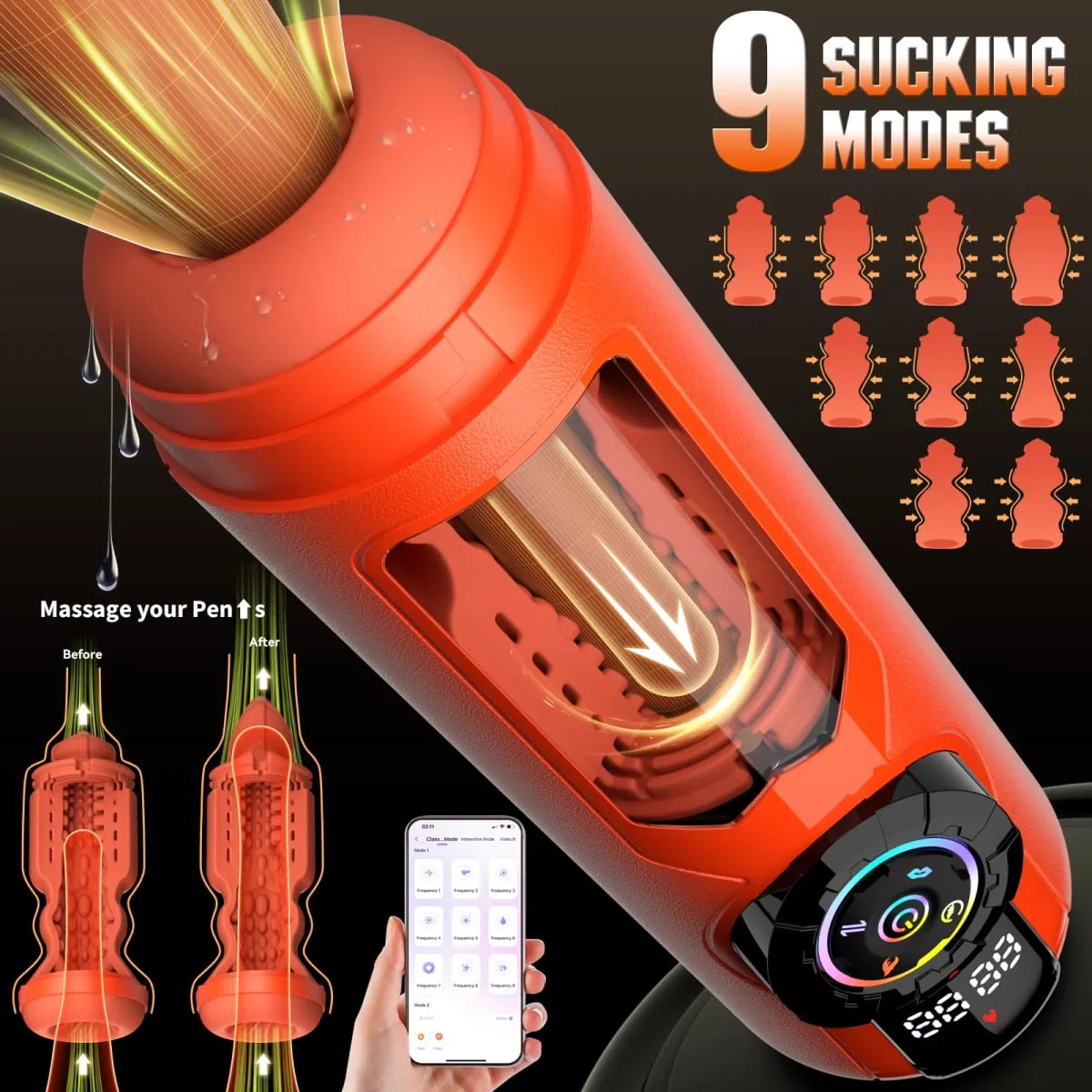 APP Intelligent Heating Suction Blowjob Masturbator for Men LCD Display Telescopic Vibrating Masturbation Cup Pocket Pussy — image 4