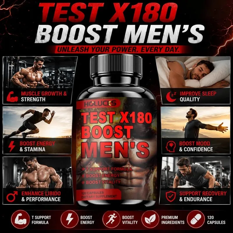 Men's Test X180 Ignite Booster with Fenugreek Seed Tribulus Terrestris Support Muscle Growth Enhance Energy Boost Immune