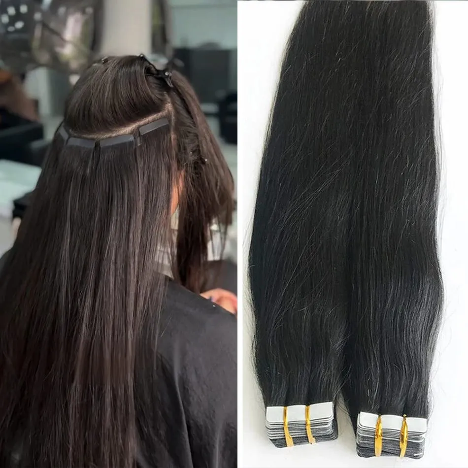 Tape In Straight 100 Human Hair Extensions Brazilian Hair Blonde Adhesive Extensions Skin Weft Black Brown 100% Real Human Hair