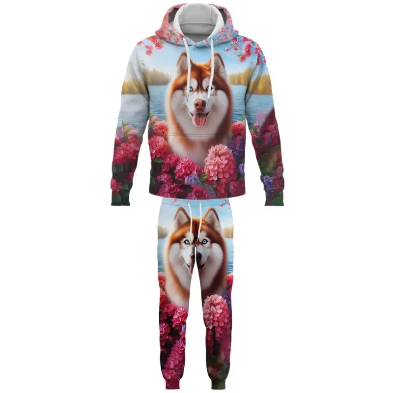 Fashion Animals Dog 3D Printed Autumn Hoodie Suit Men Sweatshirts Sweatpants Casual Two Piece Tracksuit Set Men's Clothing