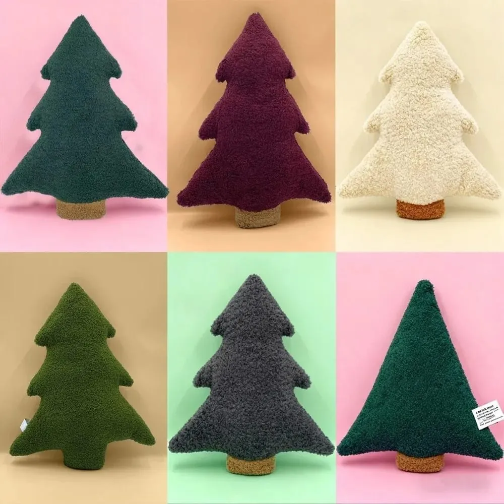 Cute 40cm Christmas Tree Pillow Soft Stuffed Plush Pillow Festive Decor Pillow Home Decor