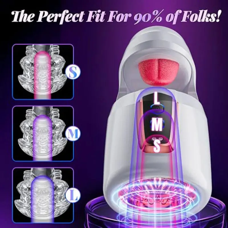 Tongue Licking Male Masturbator 10 Thrusting Blowjob Sex Machine Stroker for Glans Training Sex Toys for Men Pleasure