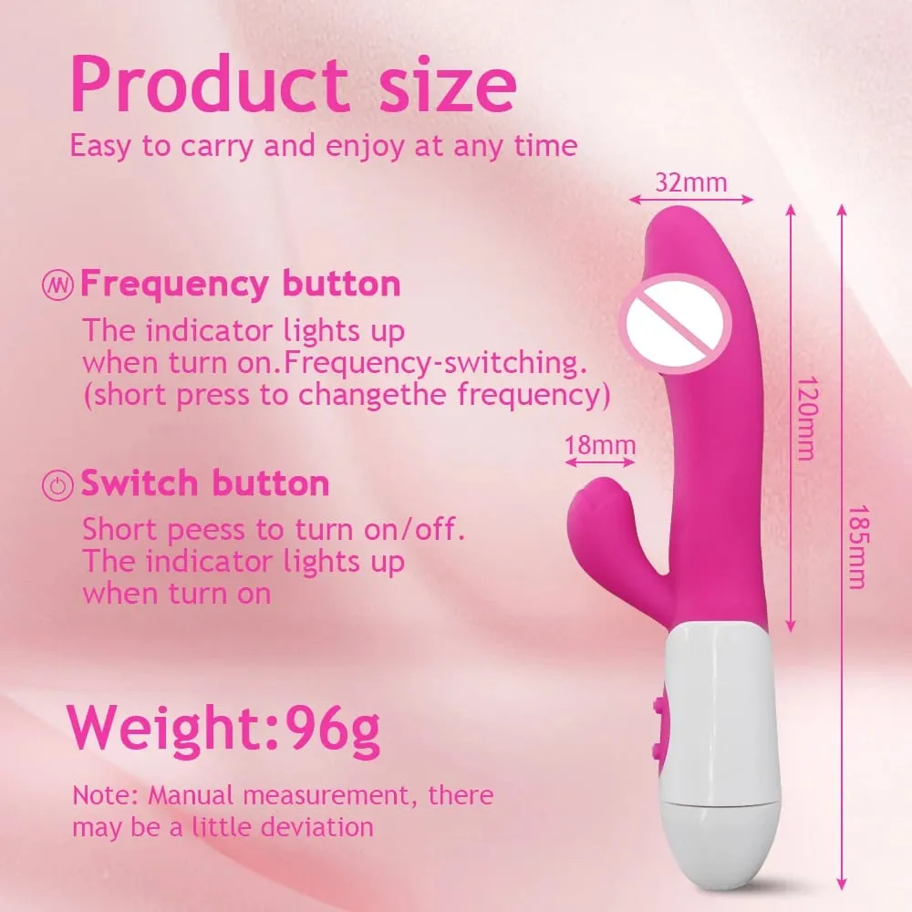 G Spot Silicone Rabbit Vibrator with Dual Vibration Clitoral Stimulator 10 Speed Adult Sex Toy for Women