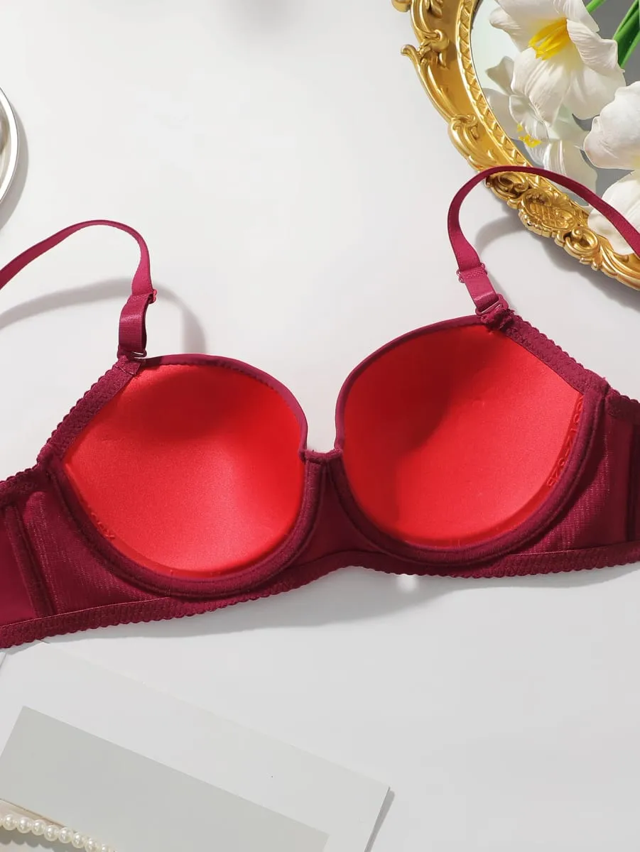 2 Packs Women's Underwire Padded Bra Sets Solid Push Up T-Shirt Bras with Matching Panties Sexy & Comfortable Everyday Lingerie