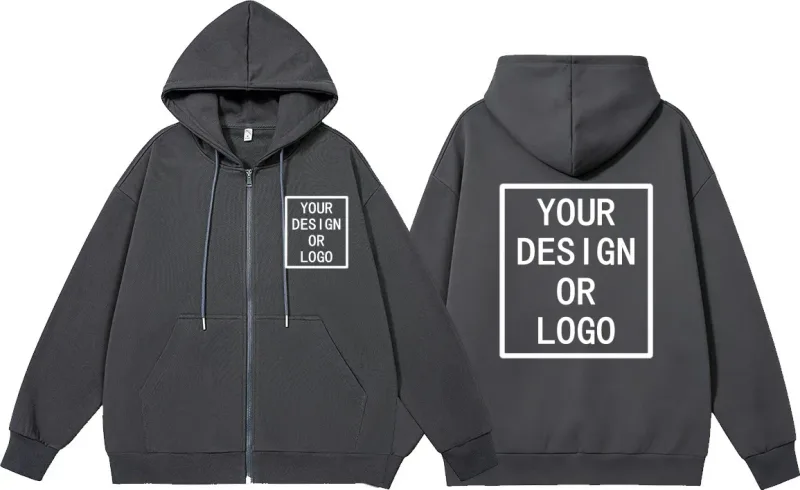 Personalizza il tuo design Logo del marchio/immagine Personalizzata personalizzata Uomo Donna Felpe con cerniera fai-da-te Felpa con cappuccio casual Nuovo pullover