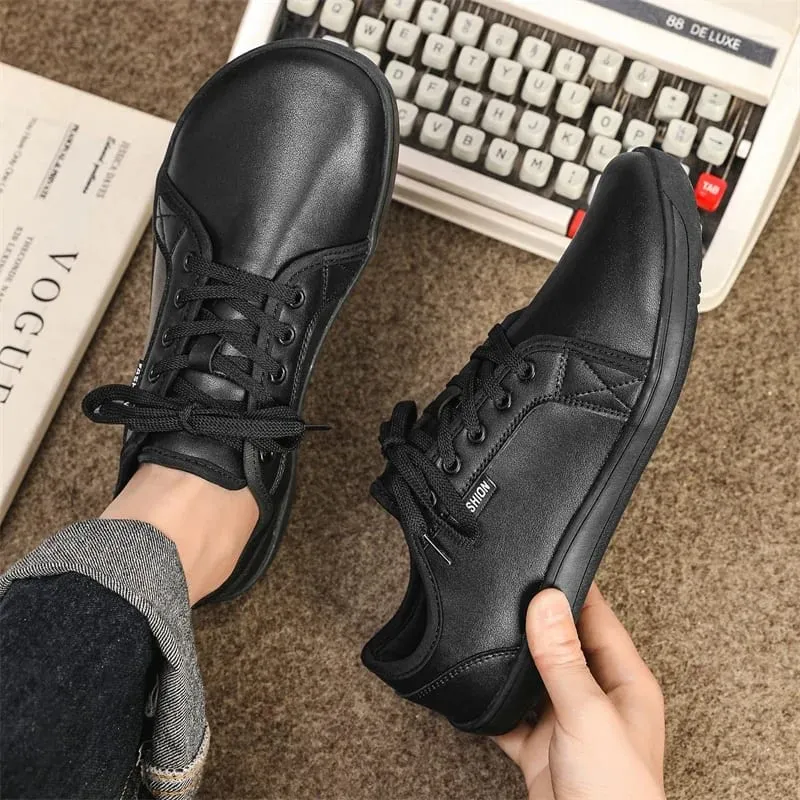 2025 New Minimalist Shoes for Men Women Wide Toe Barefoot Zero Drop Shoes Casual Artificial Leather Lightweight Walking Sneakers — image 5