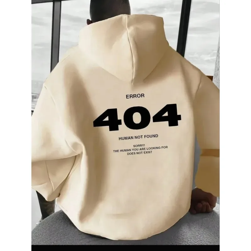 Harajuku Men's Hoodie Hip Hop Pullover Hooded 404 Graphic Casual Sweatshirts Men Women Oversize Cotton Hoodies