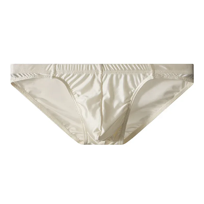 Luxury Satin-like Men Underwear Ice Silk Thin Smooth Briefs Sexy Breathable Underpants U Bulge Pouch Quick Drying Panties Cuecas
