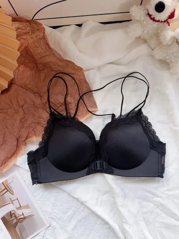Comfortable Leopard Print Front Fastening Bra Set for Women Backless Small Chest Enhancing Hot Sale Lingerie