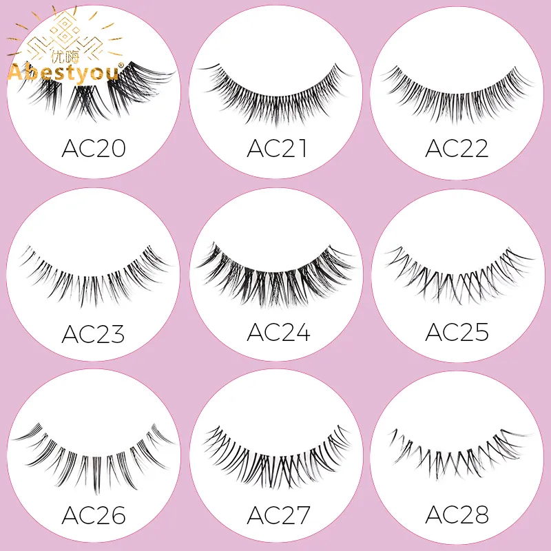 Abestyou 3d Short 9mm Faux Cils Small Thin Light Cat Eye Camellia Winged Lash Transparent Clear Stripe Mink Eyelash Lower Lashes