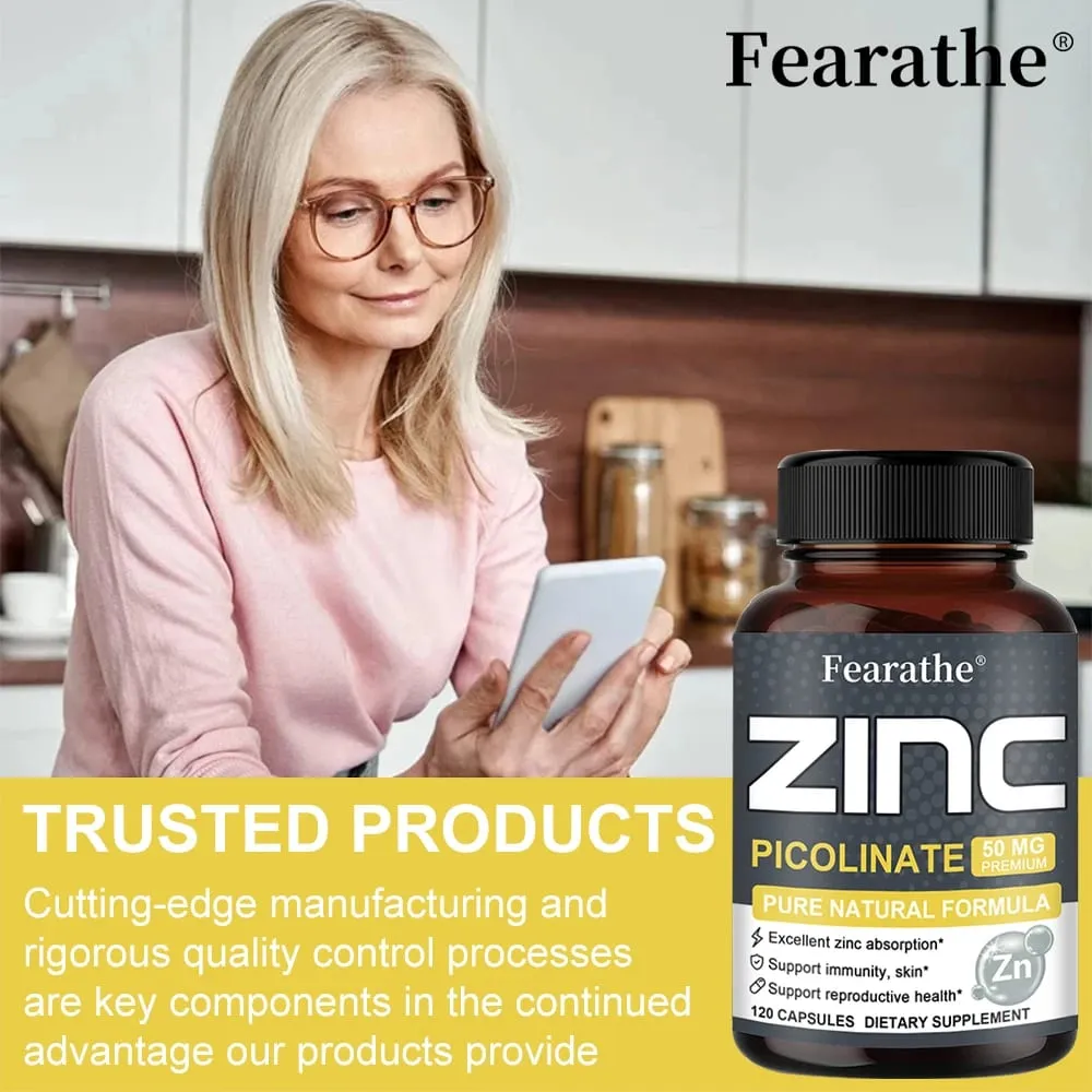 Zinc 50 Mg - High Potency Pure Zinc Supplement Boosts Immune Function Promotes Healthy Skin and Promotes Bone Marrow Health