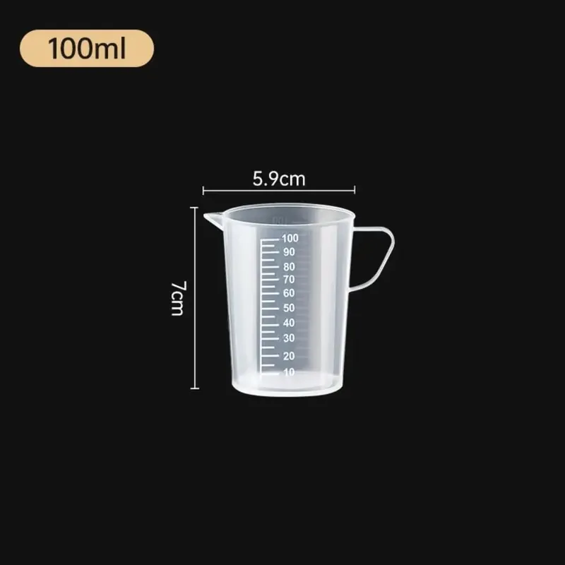 ถ้วยตวงพลาสติกโปร่งใสห้องปฏิบัติการ Beaker สำเร็จการศึกษาของเหลวเหยือกถ้วยครัวเบเกอรี่ทำอาหารการวัดขนาดคอนเทนเนอร์