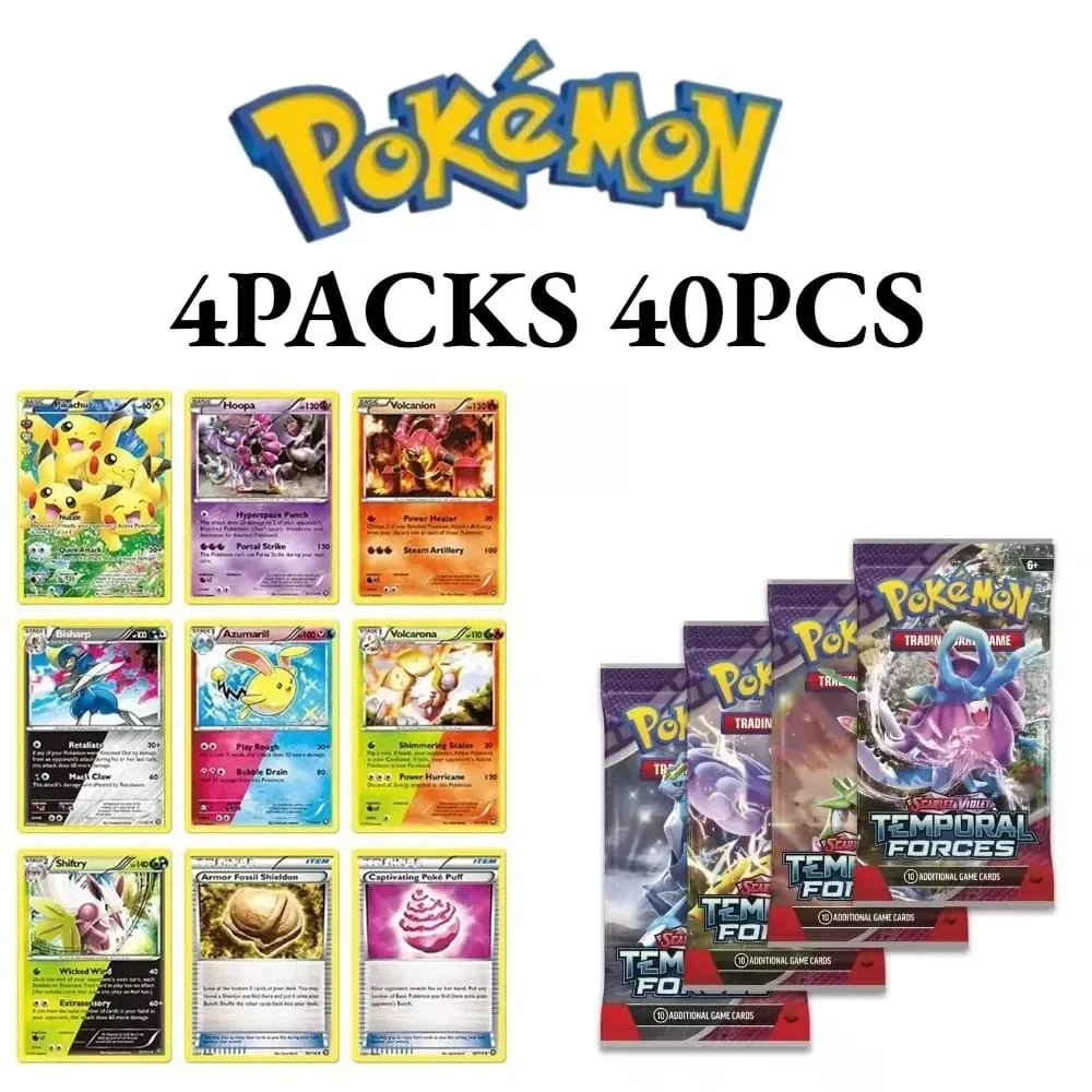 楽しい 40 ピースポケモンカードパック 4 セット日月バイオレット 151 英語トレーディングカードグッズおもちゃハロウィンギフトファンタジー SF