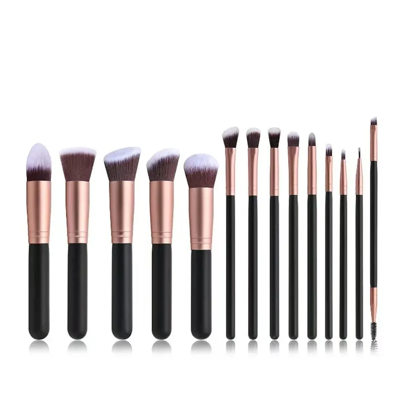 14-teiliges Make-up-Pinsel-Set mit beleuchtetem Spiegel, tragbares Make-up-Pinsel-Set mit kurzem Griff und LED-Licht, wiederaufladbar über USB