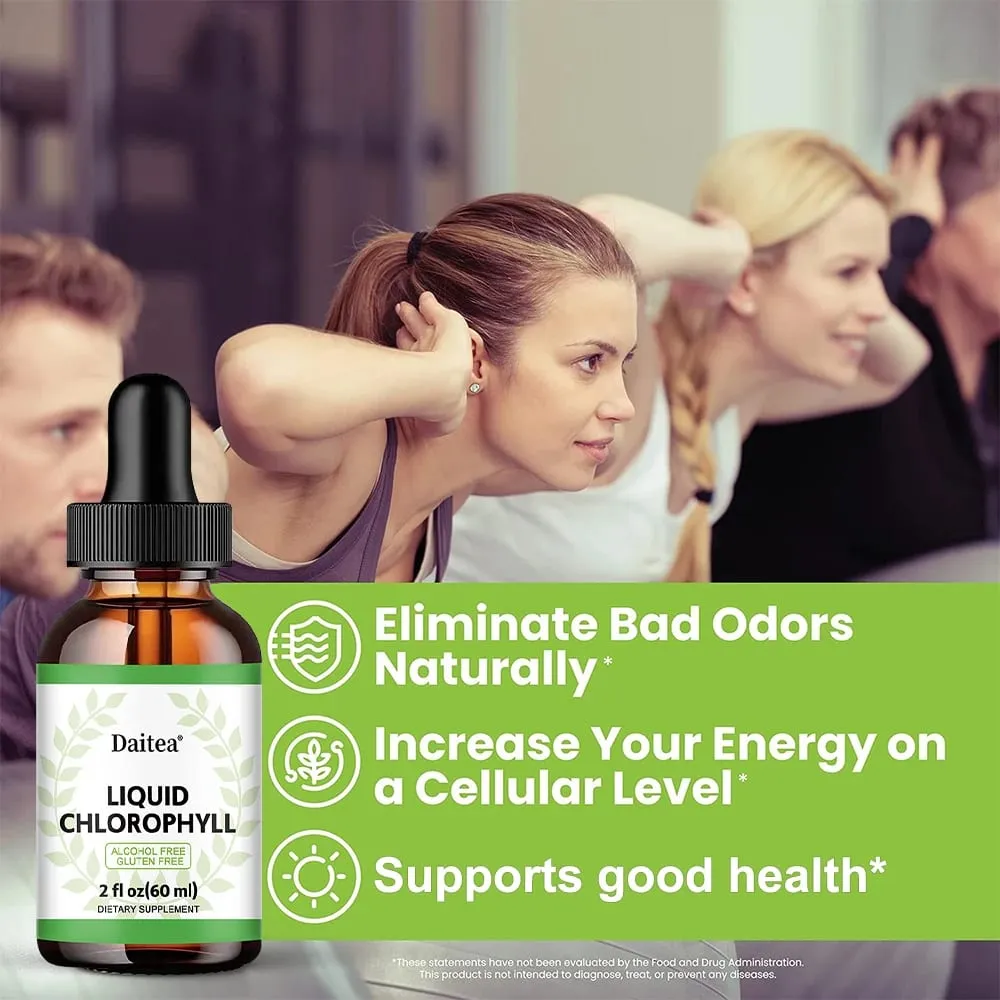 Liquid Chlorophyll Drops - Antioxidants Liver Detox Immune Support Collagen for Hair & Skin Health - Vegan Non-GMO