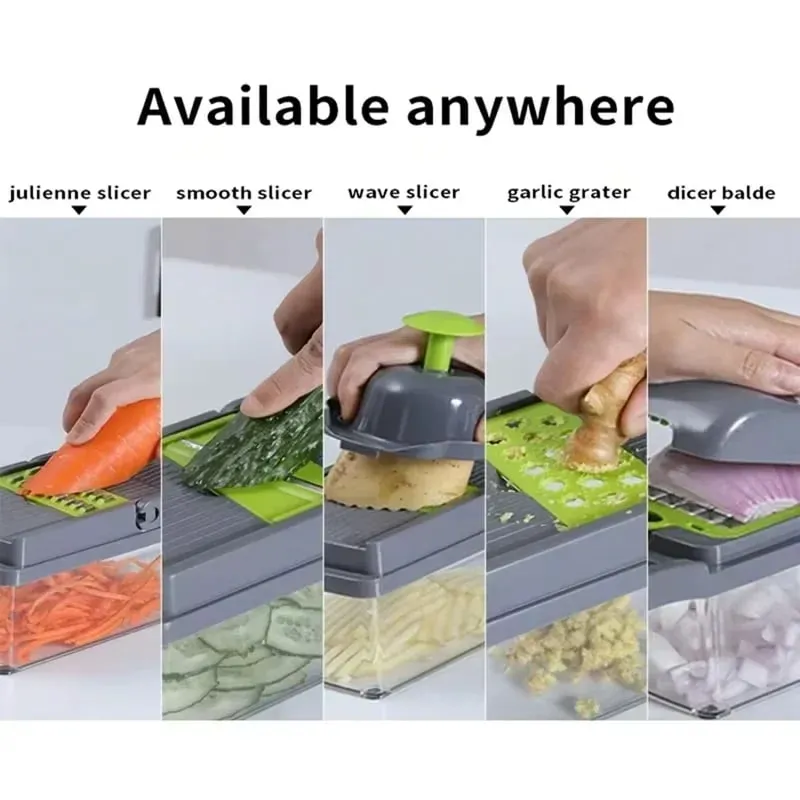 Cortador de vegetais multifuncional, ferramenta de cozinha 5 em 1, picador de alimentos para tomate, cenoura, queijo, cebola, fatiador portátil, ralador