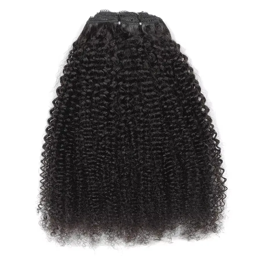 Real Remy Afro Coily Clip In Human Hair Extensions Unprocessed 4B 4C Afro Kinky Curly Clip Ins For African Americans Black Women