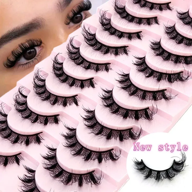 New Cat Eye Lashes 5/7/10 pairs 3D Faux Mink Eyelashes Winged Fluffy Fake Lashes Soft Natural long Full Strip Lash Make