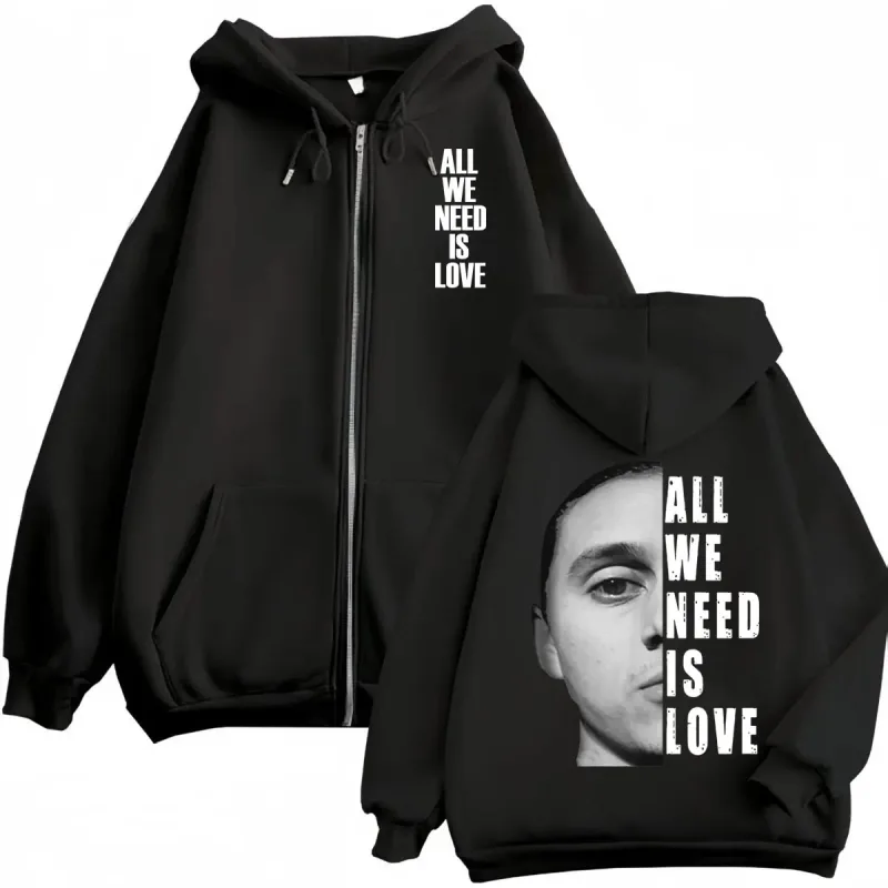 Canserbero All We Need Is Love Muerte Vida Merch Zipper Hoodie Herrenmode Hip Hop Zip Up Sweatshirts Lässige Fleecepullover — image 17