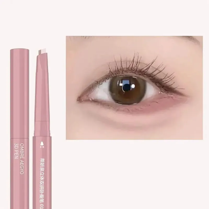 2 In 1 Double Ended Lying Silkworm Pen Two-tone Natural Under Eye Highlighter & Shadow Stick For Korean Makeup