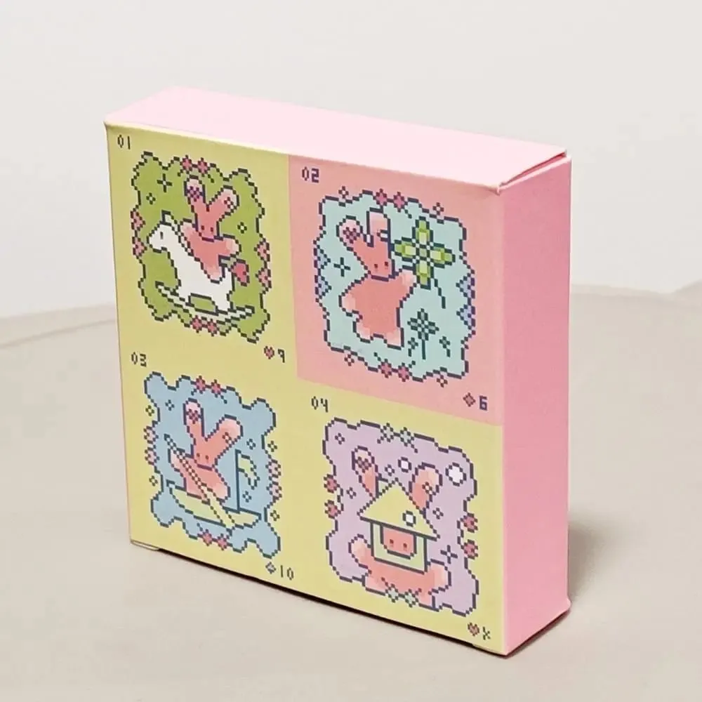 Kawaii Pixel Art Pinkish Lenormand Deck - 42 Cute Rabbit Oracle Cards 7x7cm for Divination Square Mini Deck Embossed Cardstock