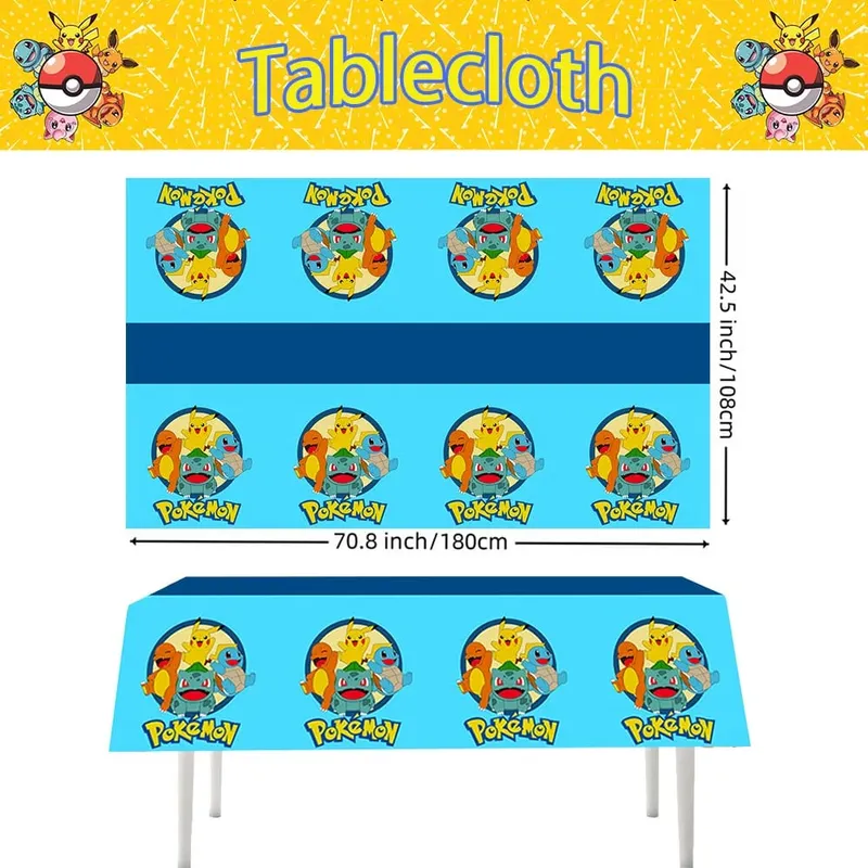 Mantel desechable de Pokemon para decoración de cumpleaños, mantel de Pikachu, regalos de cumpleaños para niños, suministros de baño para bebé, 1/10 Uds.