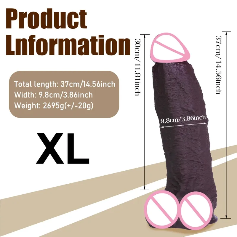 3 Sizes Realistic Soft Brown Dildo Huge Thick Fake Penis Double Silicone Cock Woman Man Masturbation Suction Cup Anal Sex Toys