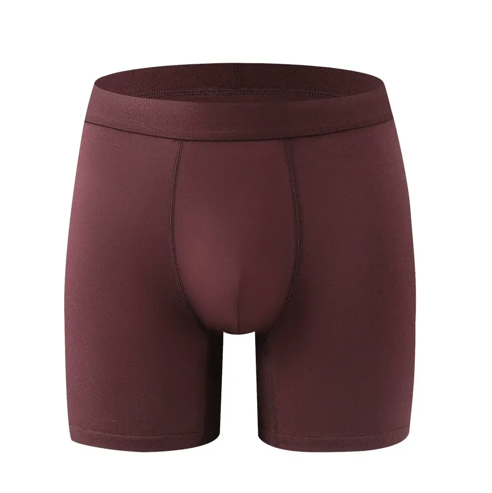 Men's Bamboo Fiber Boxer Briefs - Single Piece Soft Solid Color Underwear with Seamless Waistband & Contoured Pouch