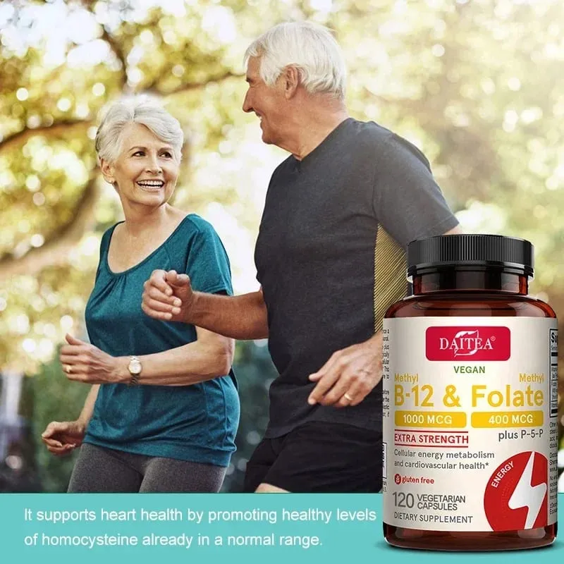 Folic Acid Vitamin B12 and B6 - Supports Brain and Heart Health Energy Production Red Blood Cell and Cardiovascular Health