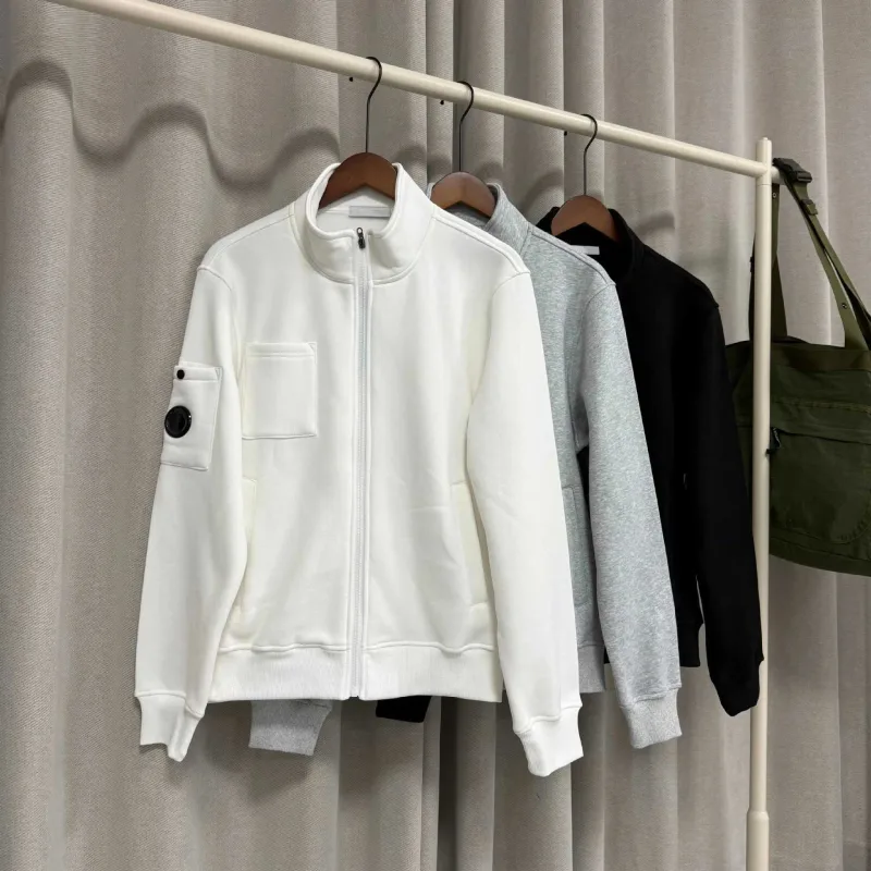 Printemps nouveau Style décontracté couleur Pure col montant veste hommes fermeture éclair manches longues fermeture éclair confortable coton sweat — image 2