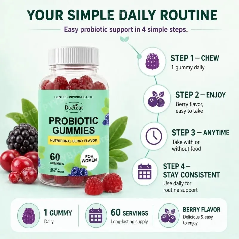 Women Probiotic Gummies 60 Count with Prebiotics Vitamin B6+C and Zinc Supports Digestive Balance & Immune Function Health
