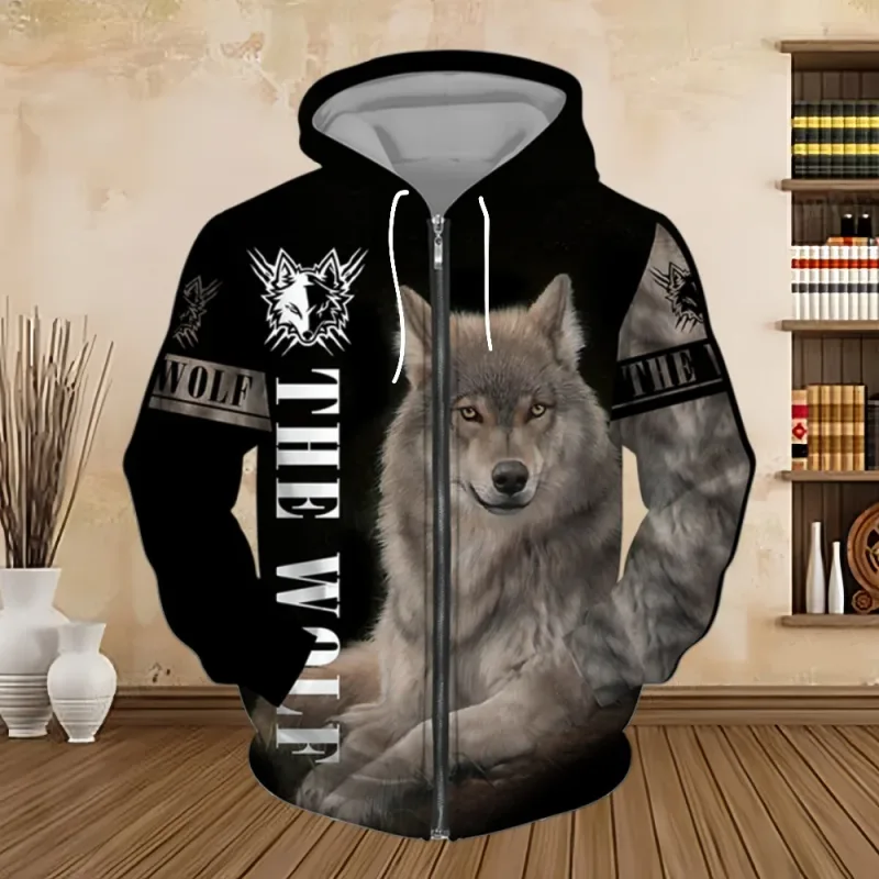 Spring and Autumn Men's Hoodie Sweatshirt 3D Digital Print Tiger Series Zip up Hoodies Fashion Personalized Sweatshirt for Men — image 6