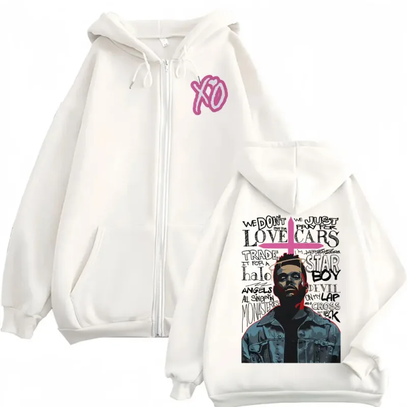 The Weeknd XO After Hours Album Jacket Sweatshirt Men Women Fashion Hip Hop Zipper Hoodies High Quality Cardigan Zip Up Pullover