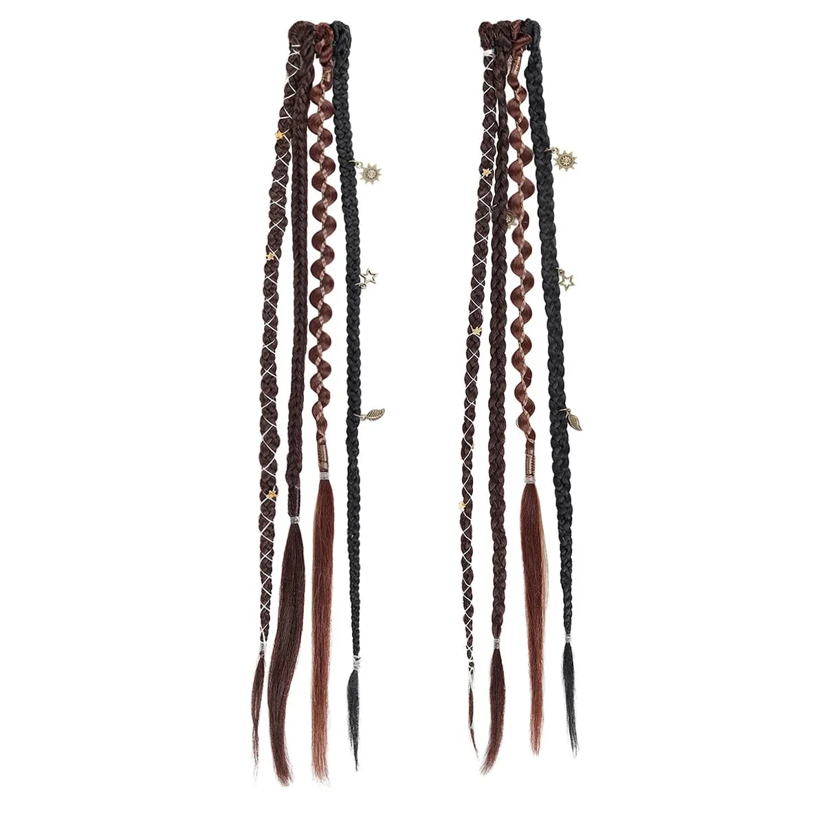 Boho Ombre Burgundy Braided Ponytail Hair Extensions Synthetic Braids With Bohemian Viking Hair Pieces For Women Carnival Party — image 10