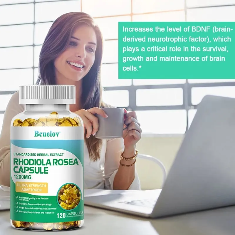 Rhodiola Rosea - Herbal Energy Supplements for Supporting Stress Relief Energy and Exercise Endurance - Vegan Gluten Free