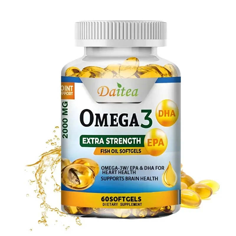 Daitea Omega 3 Fish Oil – EPA & DHA 2000 Mg – 60/120 Capsules – Overall Health and Immune Support Non-GMO Gluten Free