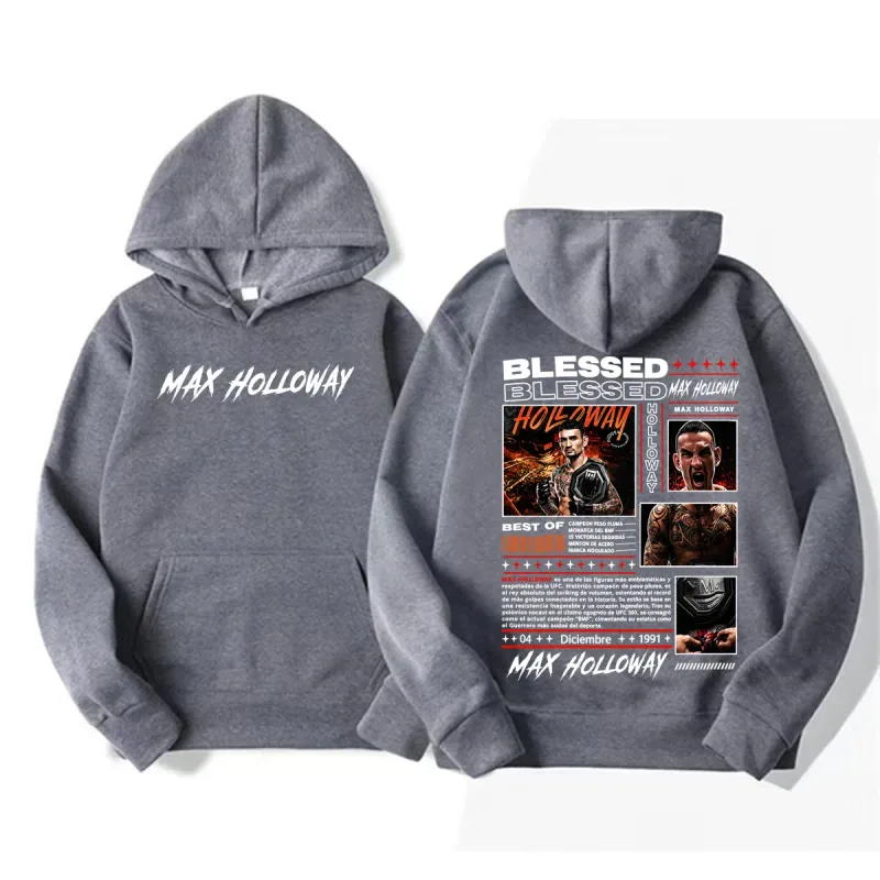 Max Holloway Blessed Vintage Graphic Hoodies Men Women Fashion Violence Aesthetic Sweatshirt Casual High Quality Pullovers Hoody