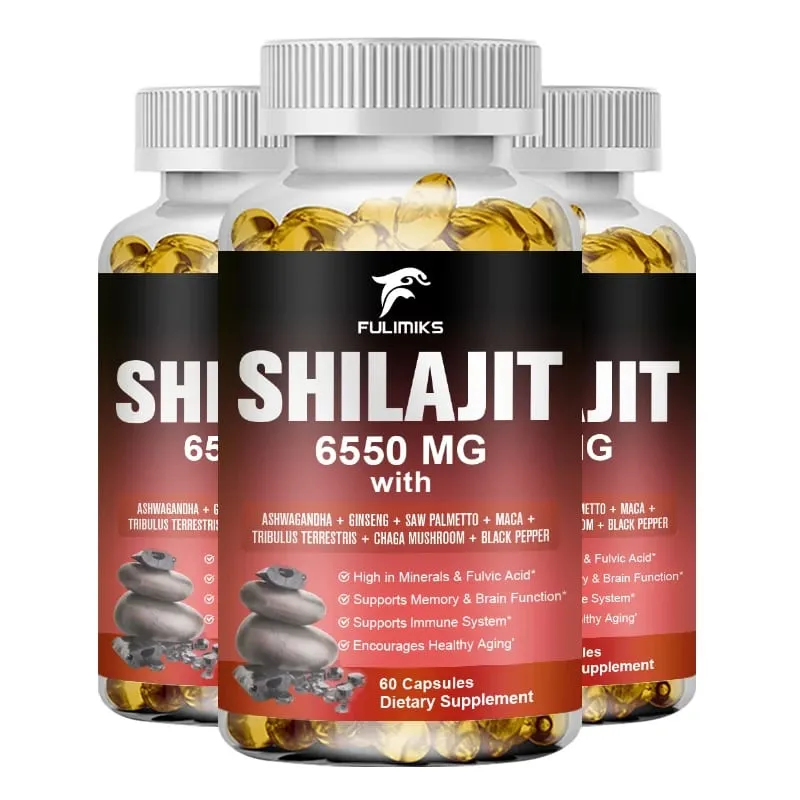Shilajit Fulvic Acid Supplement with Chaga & Black Pepper Boosts Energy Stamina Immunity Brain Health & Vitality
