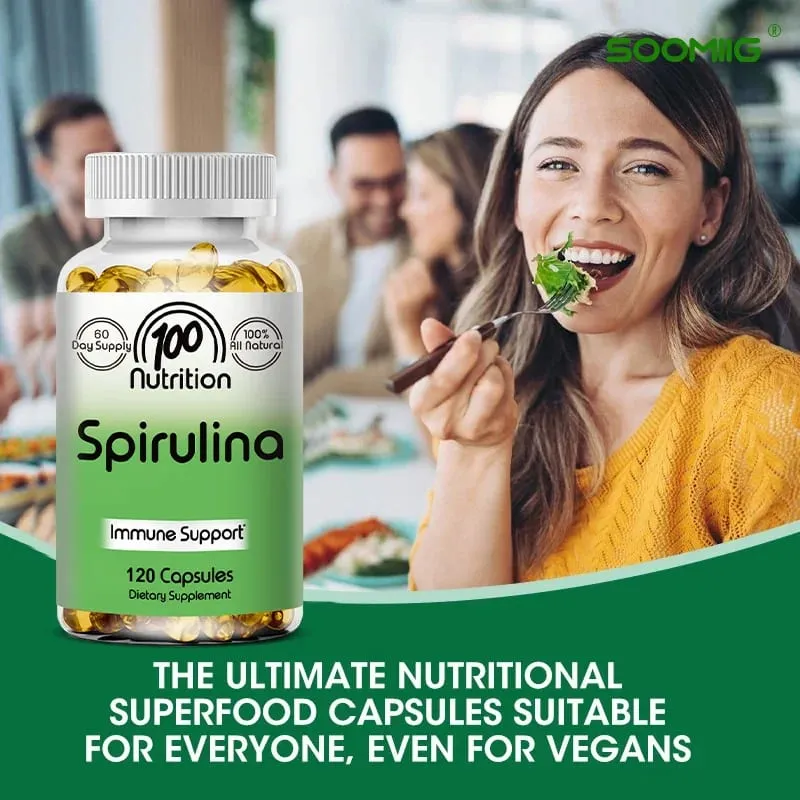 Organic Spirulina Capsules 700mg Supports Detoxification Immune Cardiovascular Health & Energy Antioxidant Vegan Non-GMO — image 7