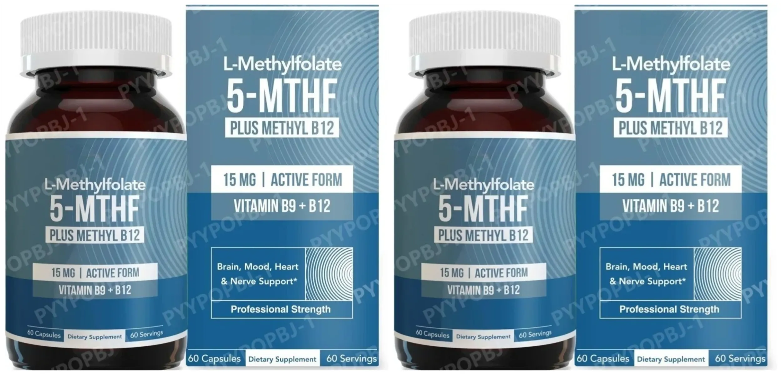 L Methylfolate 5 MTHF 15mg Plus Methyl B12 Vitamin B9 Active Form Nutritional Supplement 60 Capsules