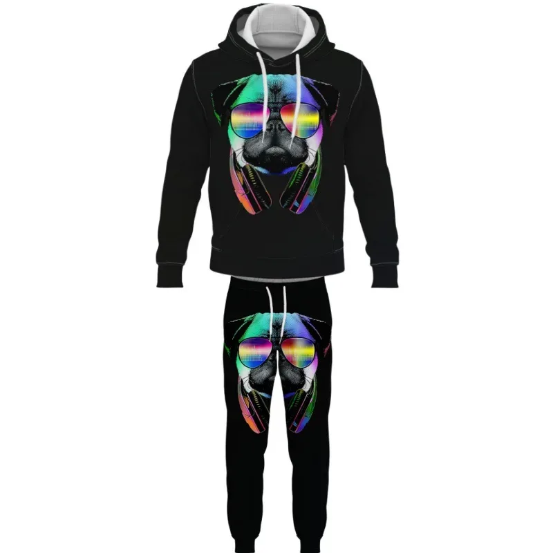 Fashion Animals Dog 3D Printed Autumn Hoodie Suit Men Sweatshirts Sweatpants Casual Two Piece Tracksuit Set Men's Clothing